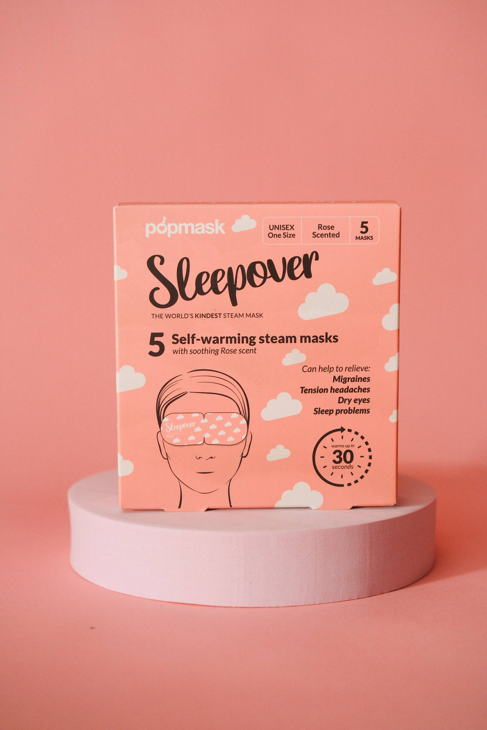 Popmask London - Self-Heating Rose Scented Sleepover Eye Masks - 5 Pack